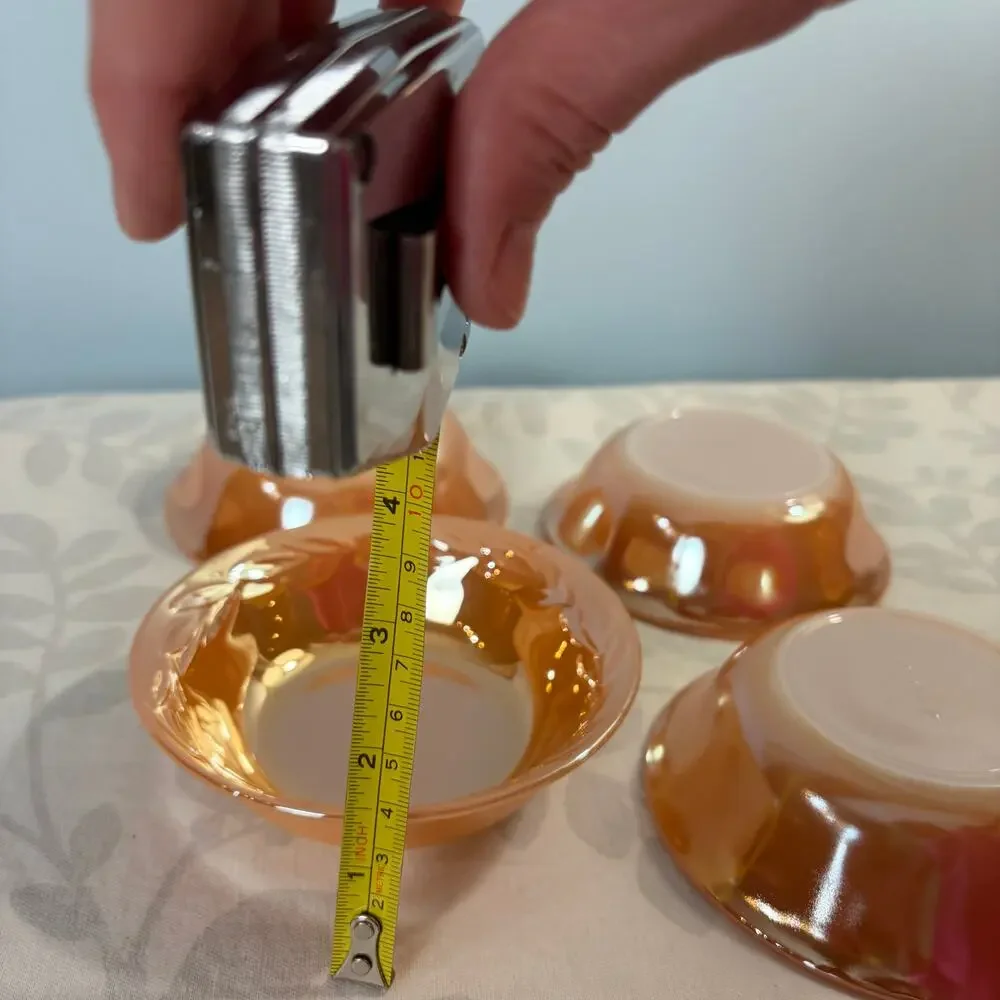 Fire-King Peach Luster Laurel Dessert Fruit Bowls Set of 4 Vintage